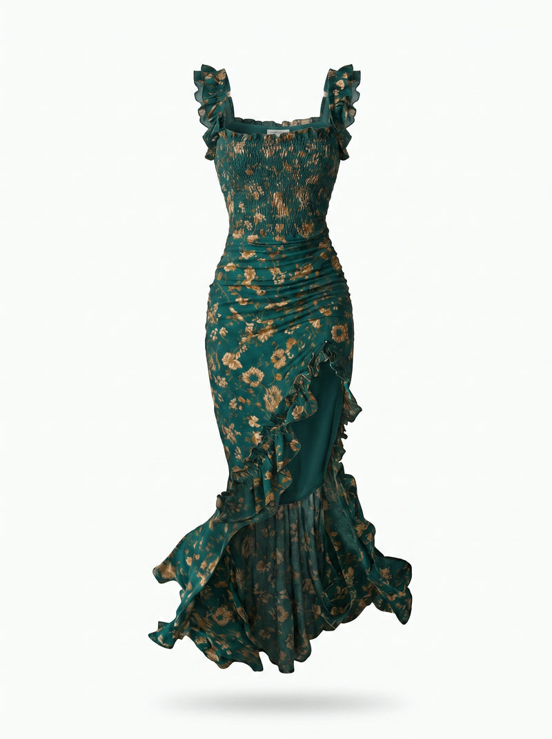 Vestido Largo Vintage con Abertura